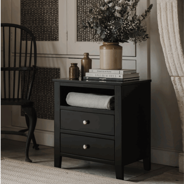 Brooklyn 2 Drawer Bedside Table in Black