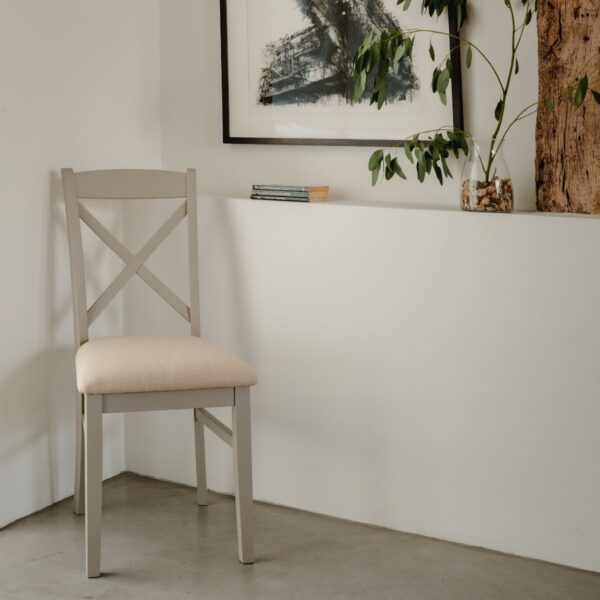 Cross back chair in truffle