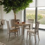 Dove Grey country style Round Extendable dining table