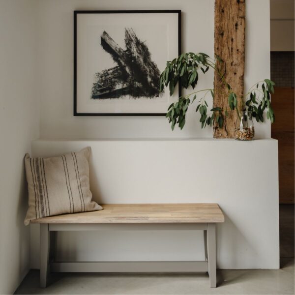 Dove grey medium Dining Bench with acacia seat