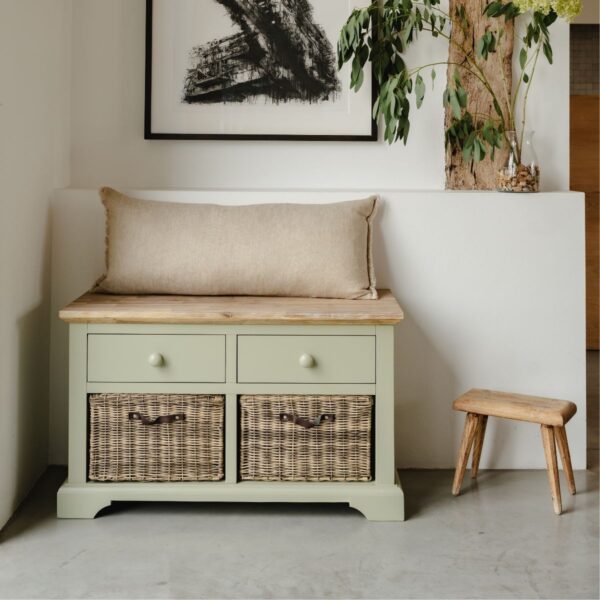 Sage Green Country Style Storage Bench