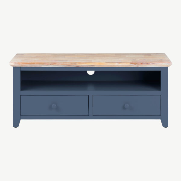 Florence TV Unit with Shelf and 2 Drawers, TV Stand - Navy Blue