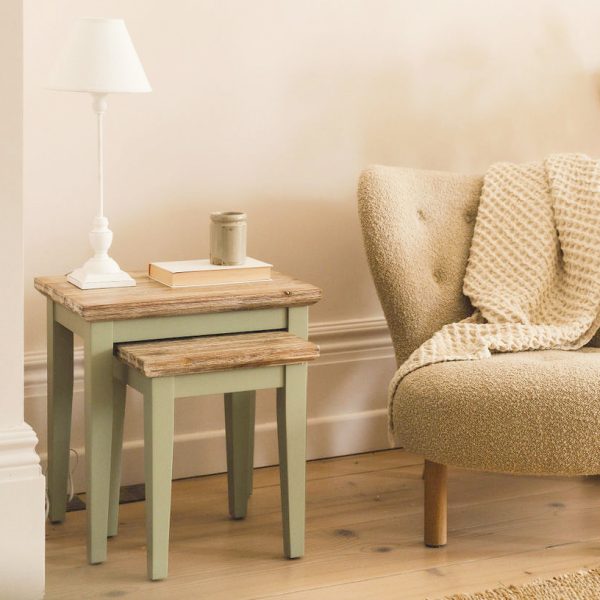 Florence Nest of 2 Side Tables/Lamp Tables- Sage Green