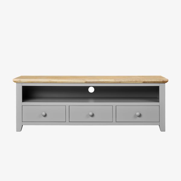 Florence Large TV Stand with 3 Drawers, TV Unit - Dove Grey