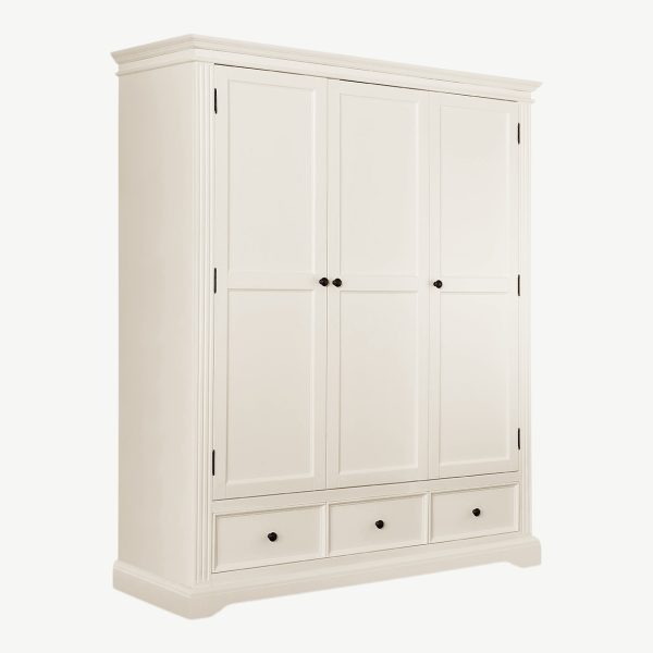 Gainsborough 3 Door Hamptons Style Triple Wardrobe- Vintage Cream